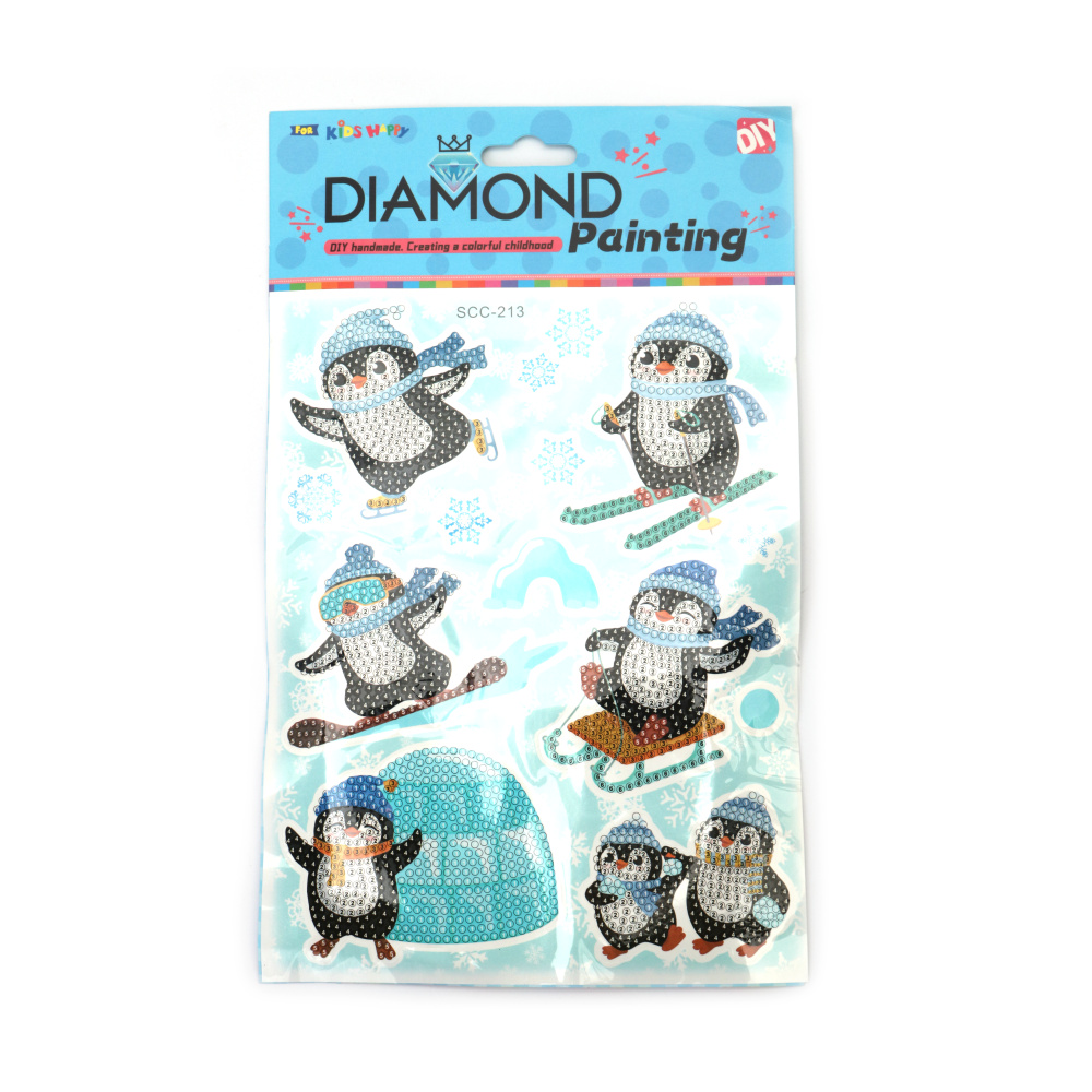 Kit Pictură cu Diamante – Stickere cu Pinguini Adorabili, Perfect pentru Copii, Crafturi de Iarnă și Distracție Creativă SCC213