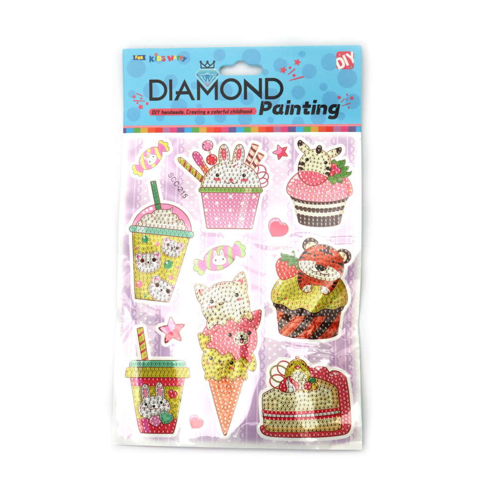 Kit pictură cu diamante – stickere cu dulciuri, perfect pentru copii, artă cu dulciuri și distracție creativă hobby & DIY, modele asortate SCC215