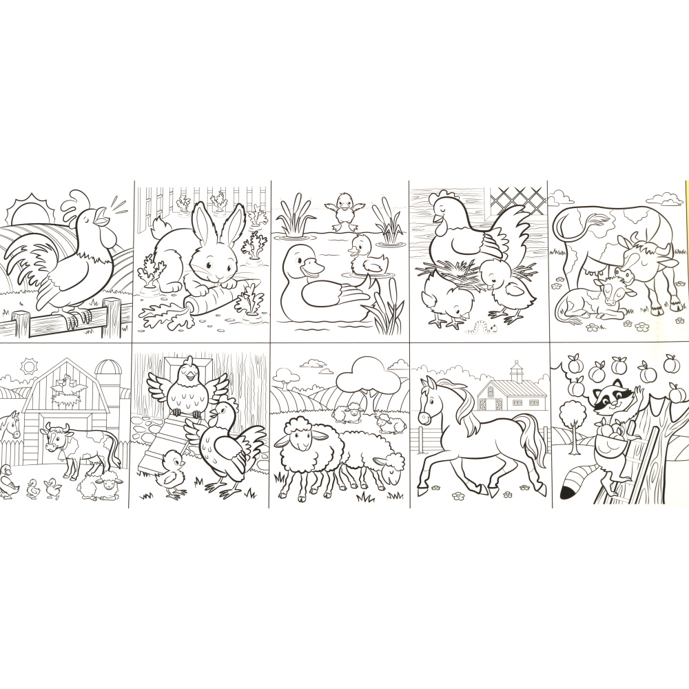 Carte de colorat cu apă pentru copii, 10 coli - animale