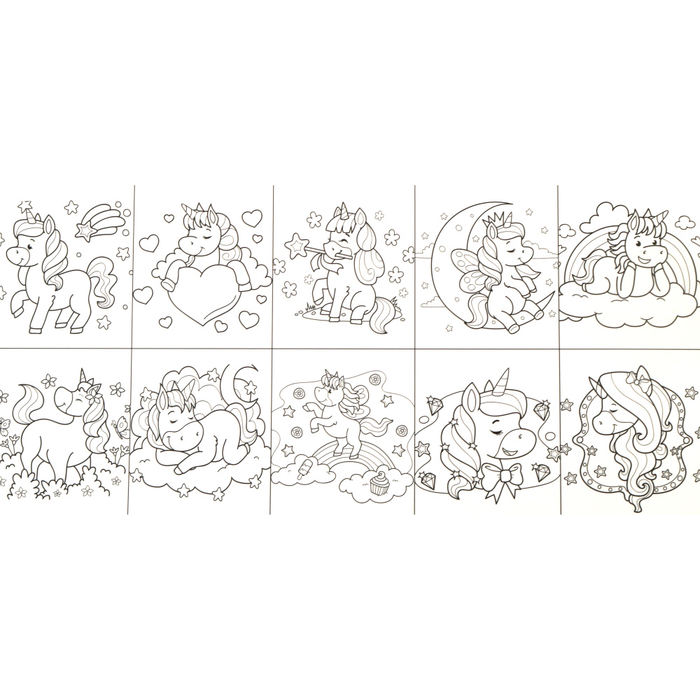 Carte de colorat cu apă pentru copii, 10 coli - ponei