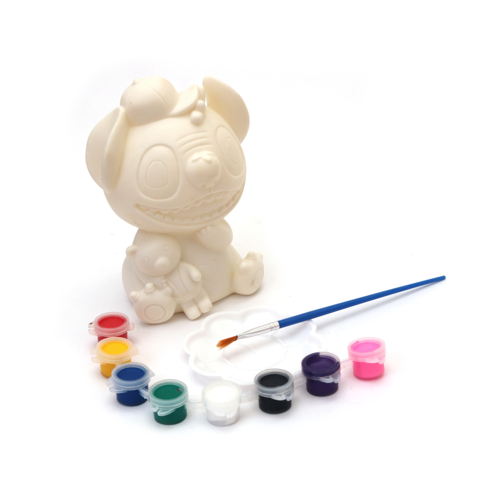 Cutie de colorat din plastic 80x140 mm cu pensulă și vopsele - Extraterestru