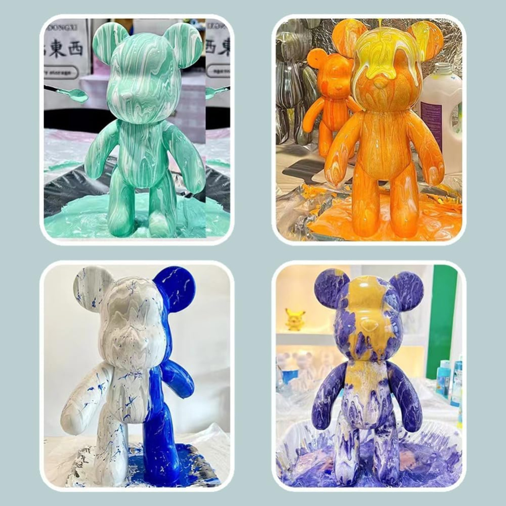 Set de colorat creativ ursuleț 22x13 mm cu 3 culori de vopsele - gamă albastră