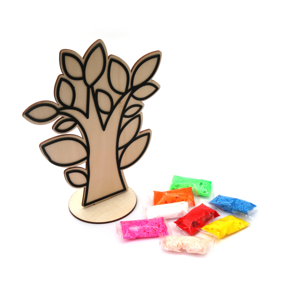 Natural Tree Wooden Figurine Craft Kit With Air-Dry Modeling Clay – Perfect For Kids Creative Crafts And DIY Decorating