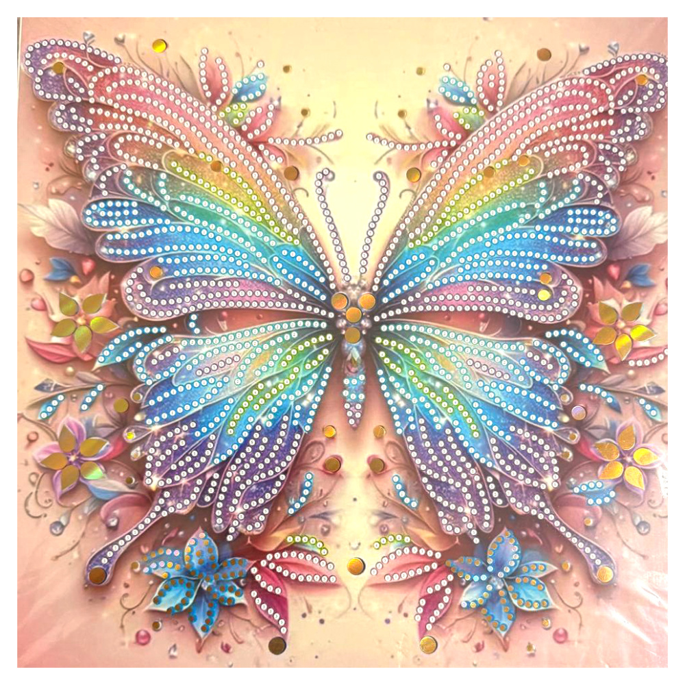 Tapiserie cu diamante 30x30 cm, diamante rotunde, lipite parțial, cu ramă - Aripi de tandrețe LT-3539