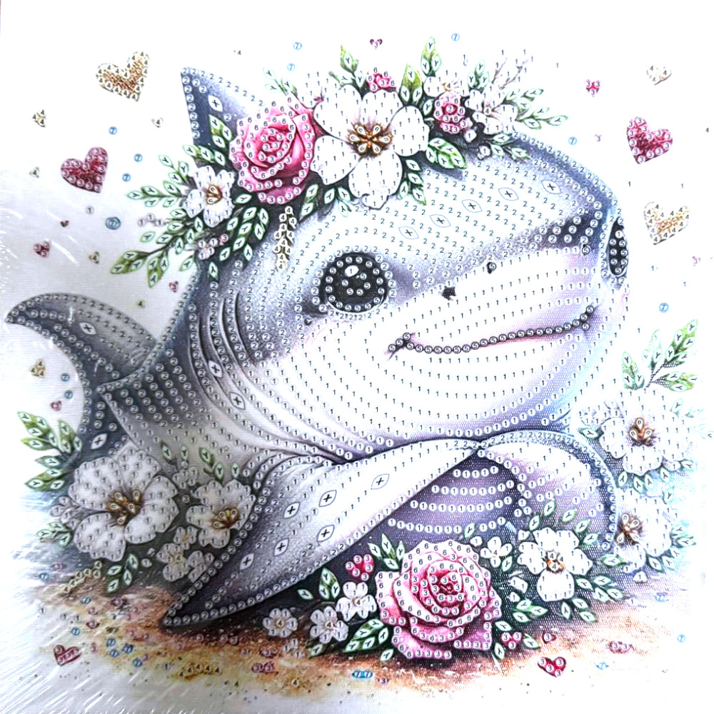 Pictură cu diamant - Zâmbet de mare frumos 25x25 cm – Diamante rotunde strălucitoare, perforație parțială cu ramă elegantă – YY78