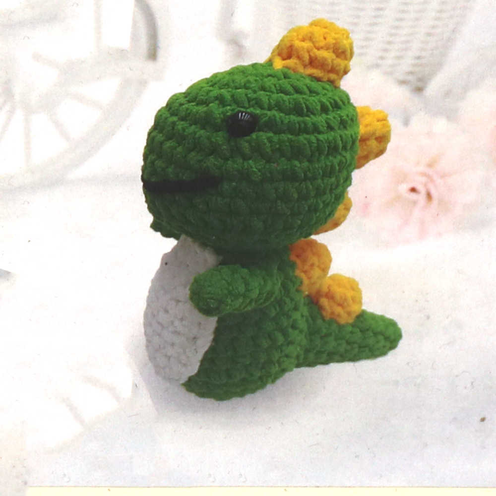 Kit drăguț de croșetat Amigurumi „Dinozaur”, 50×50×50 mm, GZ6014 – Perfect pentru proiecte DIY distractive de croșetat, cadouri și iubitorii de meșteșuguri creative