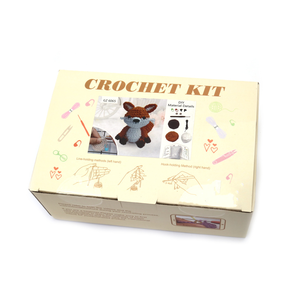 Kit de croșetat Amigurumi fermecător „Vulpe”, 50×50×50 mm, GZ6065 – Un proiect de croșetat distractiv și creativ, perfect pentru cadouri lucrate manual și decor confortabil