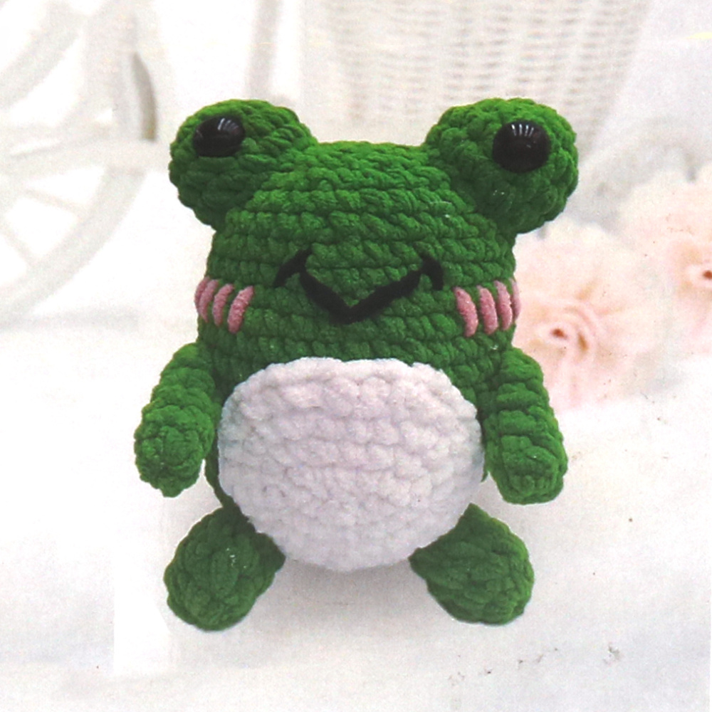 Kit jucăuș de croșetat Amigurumi „Broască”, 50×50×50 mm, GZ6076 – Un proiect de croșetat distractiv și creativ, perfect pentru cadourile lucrate manual și iubitorii de meșteșuguri