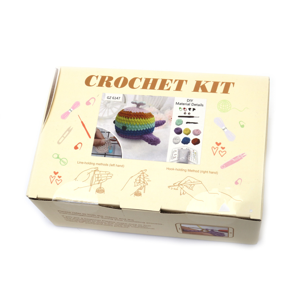 Kit jucăuș de croșetat Amigurumi „Balenă colorată”, 50×50×50 mm, GZ6500 – Un proiect distractiv și creativ pentru iubitorii de croșetat, ideal pentru cadouri lucrate manual și decor cu tematică oceanică