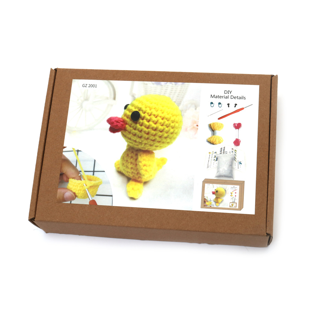 Kit adorabil de croșetat Amigurumi „Rățușcă galbenă”, 60×45×50 mm, GZ2001 – Perfect pentru proiecte drăguțe de croșetat, cadouri lucrate manual și distracție creativă DIY