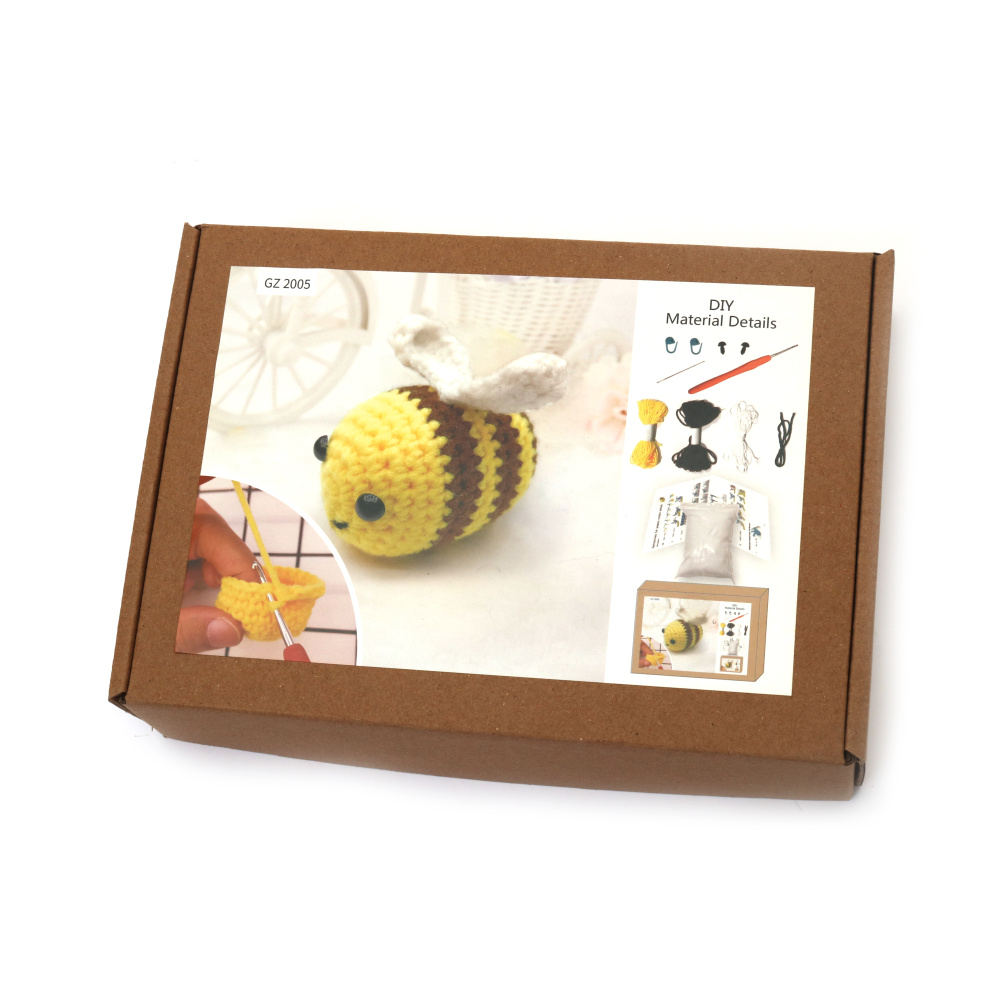 Kit adorabil de croșetat Amigurumi „Albină”, 60×45×50 mm, GZ2005 – Perfect pentru proiecte distractive de croșetat DIY și cadouri lucrate manual