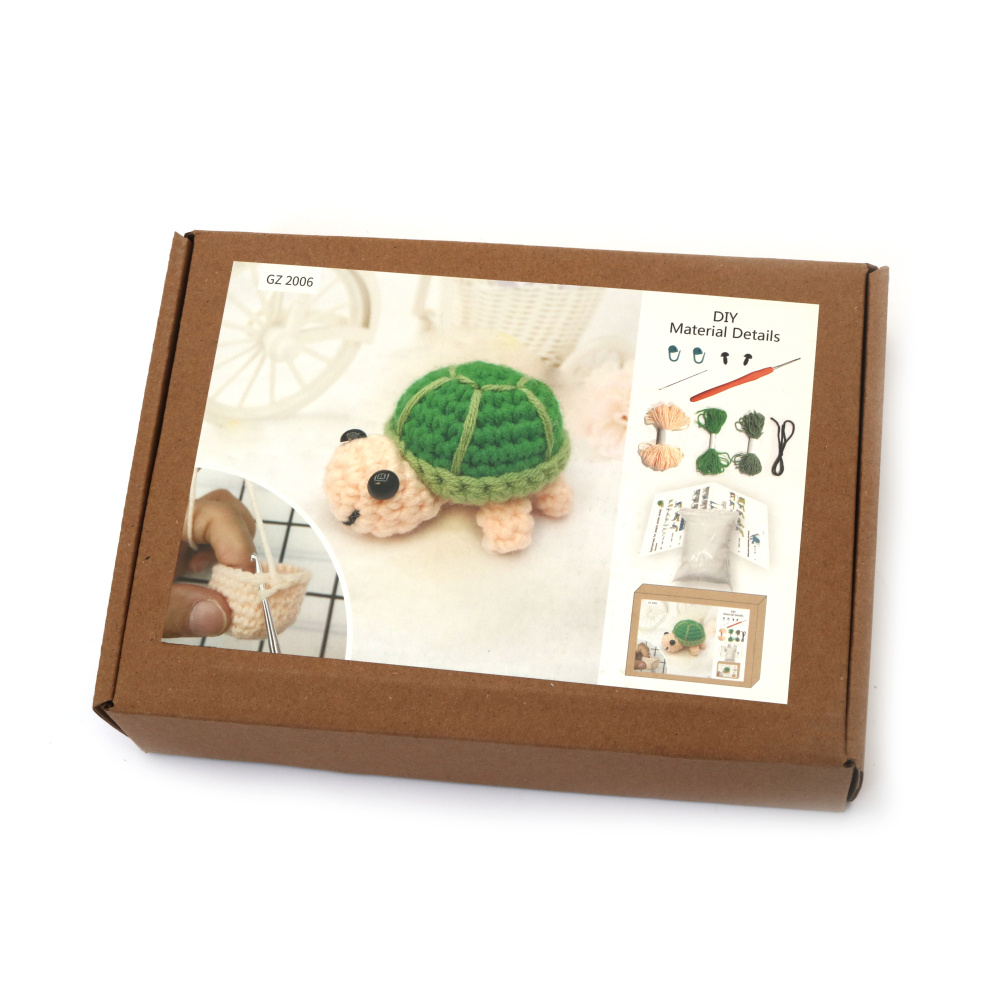 Kit drăguț de croșetat Amigurumi „Țestoasă”, 60×45×50 mm, GZ2006 – Un proiect de croșetat relaxant și creativ, perfect pentru cadouri lucrate manual și decor inspirat de ocean