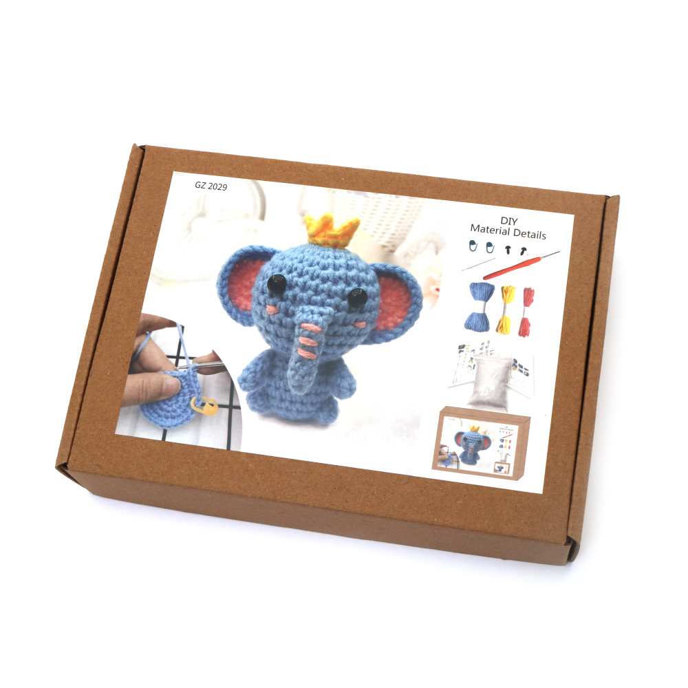 Kit de croșetat Creative AMIGURUMI 60x45x50 mm - elefant albastru GZ2029
