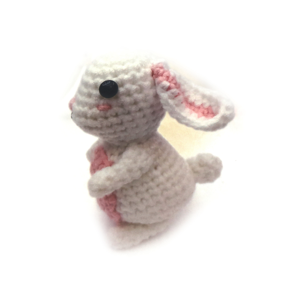 Kit de croșetat Amigurumi drăguț „Iepuraș”, 60×45×50 mm, GZ2042 – Un proiect de croșetat încântător, perfect pentru cadouri lucrate manual, decorațiuni de primăvară și distracție creativă