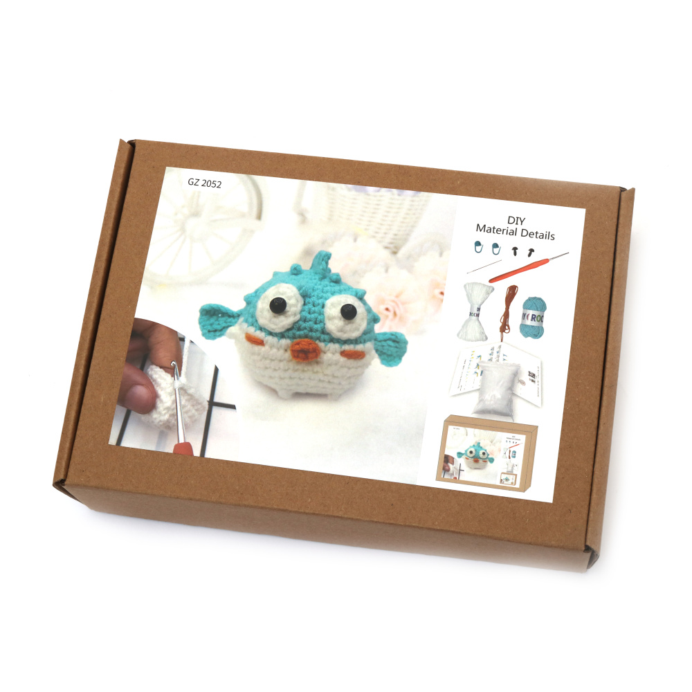 Kit de croșetat Amigurumi „Pește balon”, 60×45×50 mm, GZ2052 – Un proiect de croșetat distractiv și creativ, perfect pentru cadouri lucrate manual și decor cu tematică oceanică