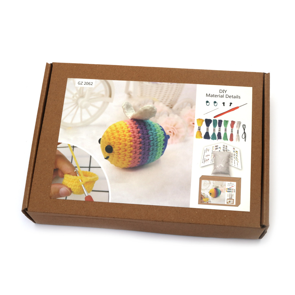 Kit de croșetat AMIGURUMI creativ 60x45x50 mm - albină colorată GZ2062