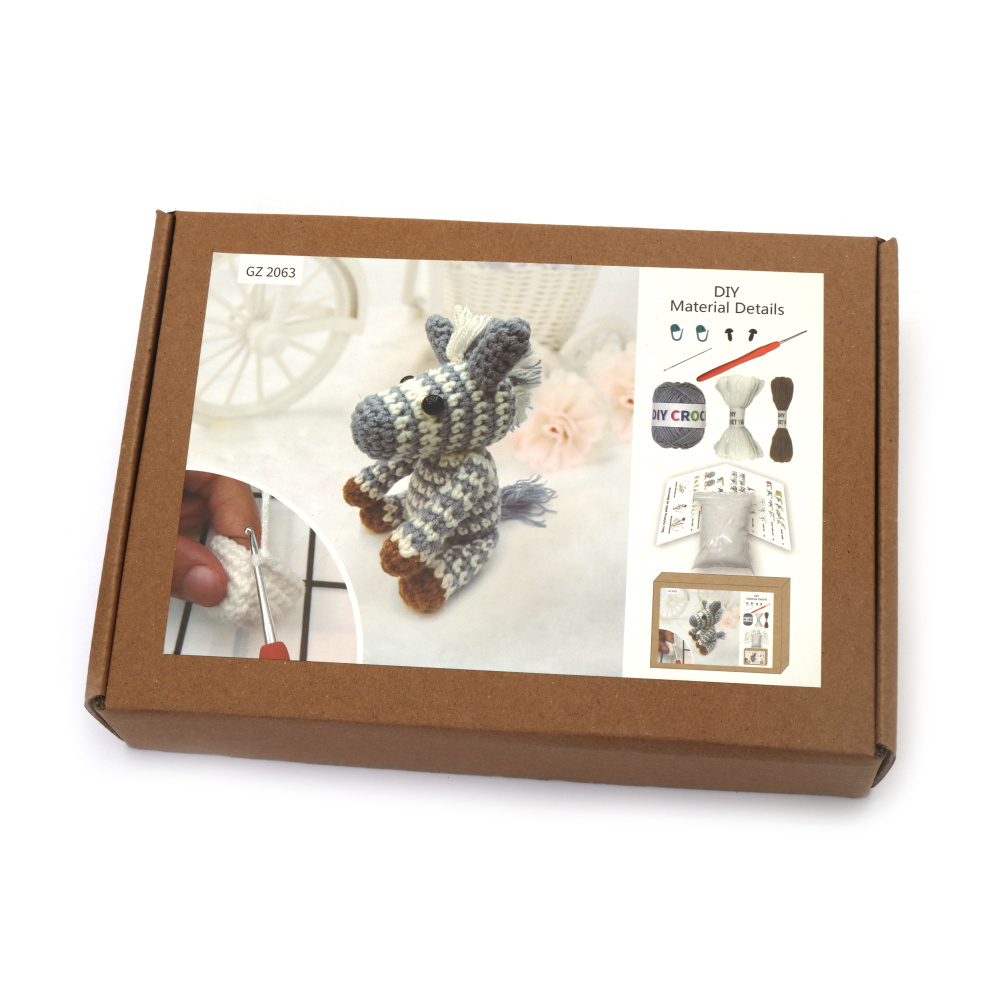 Kit de croșetat Creative AMIGURUMI 60x45x50 mm - măgar gri GZ2063