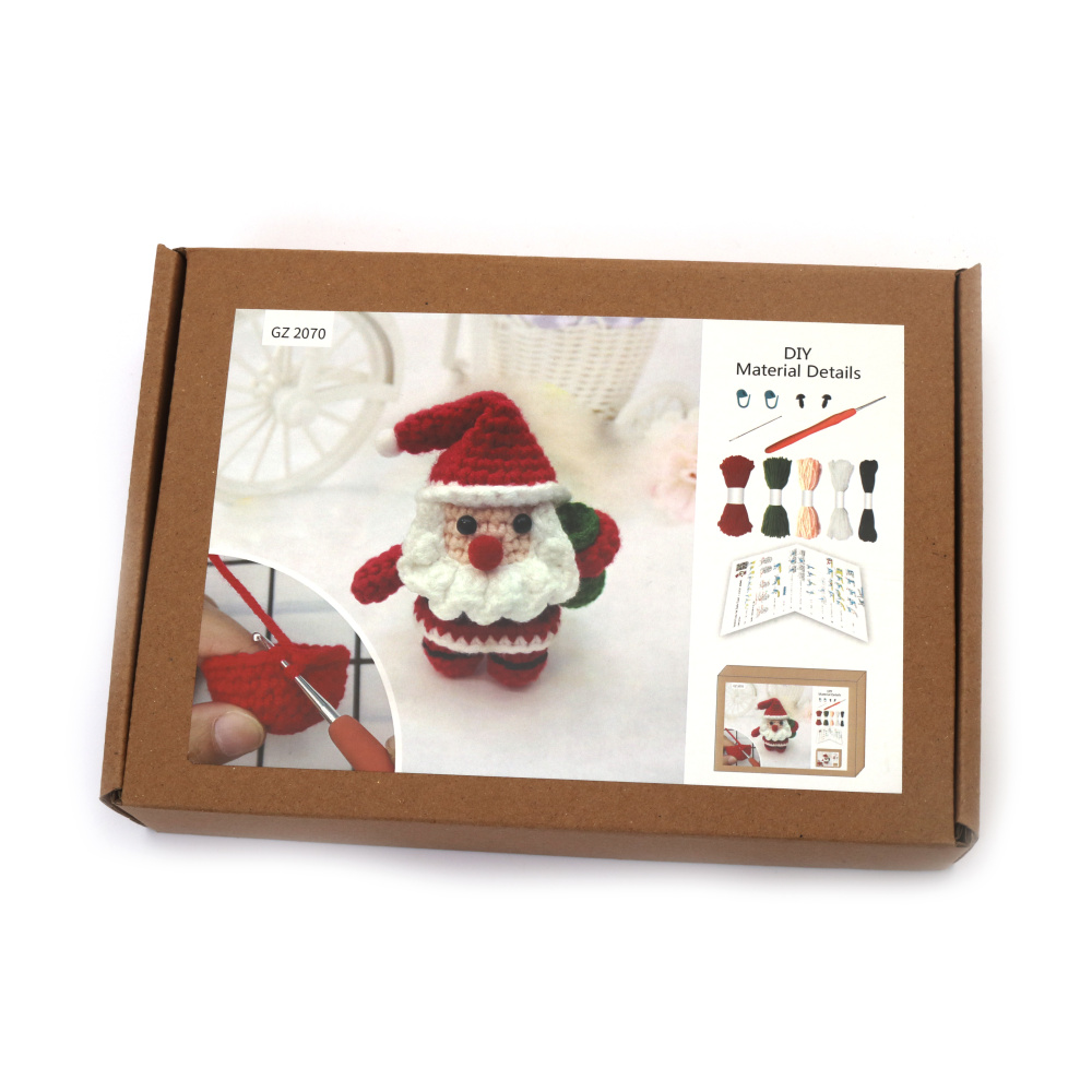 Kit de croșetat AMIGURUMI creativ 60x45x50 mm - Moș Crăciun GZ2070