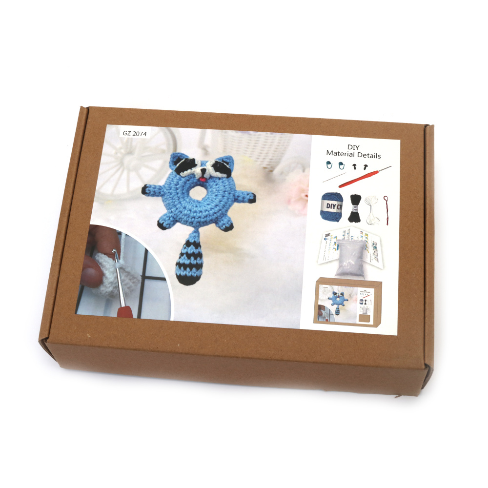 Kit de croșetat Creative AMIGURUMI 60x45x50 mm - gogoașă raton GZ2074