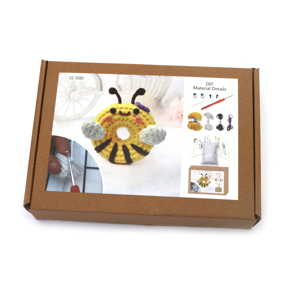 Kit de croșetat Creative AMIGURUMI 60x45x50 mm - gogoașă albină GZ2080