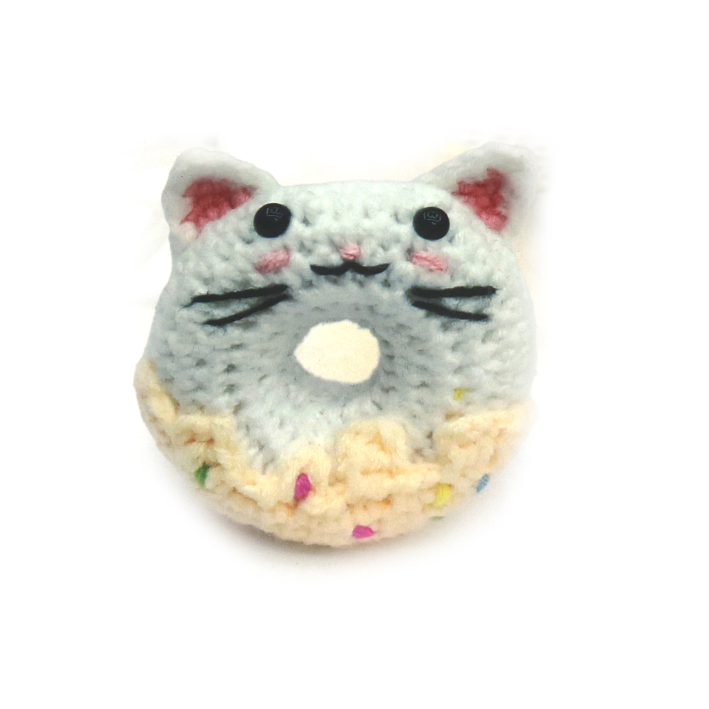 Kit de croșetat Creative AMIGURUMI 60x45x50 mm - gogoașă tip pisoi GZ2092