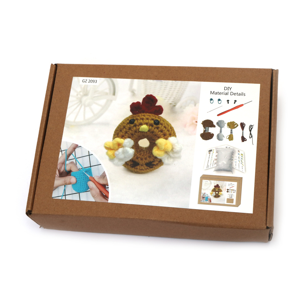 Kit de croșetat Creative AMIGURUMI 60x45x50 mm - gogoașă cocoș GZ2093