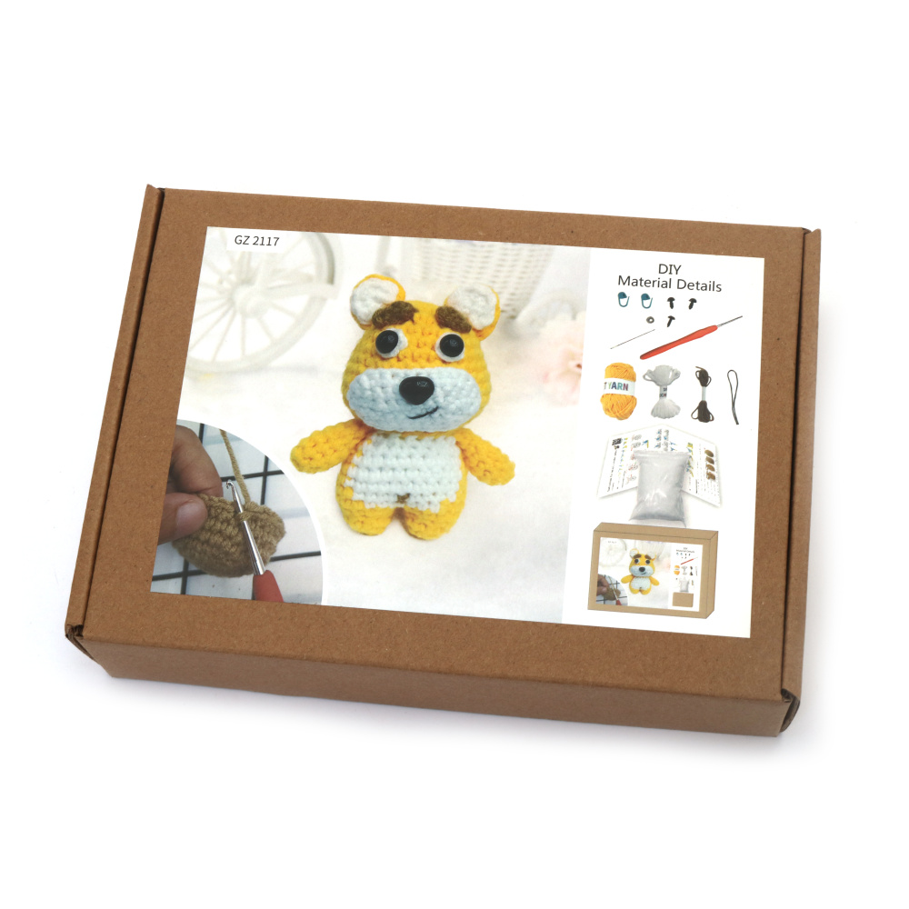 Kit de croșetat Creative AMIGURUMI 60x45x50 mm - ursuleț de pluș galben GZ2117