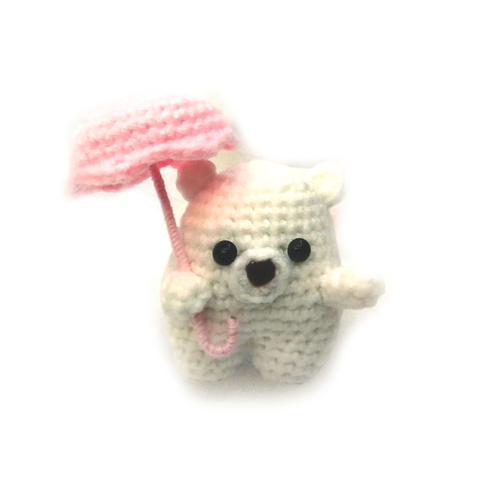Kit creativ AMIGURUMI 60x45x50 mm pentru croșetat - ursuleț cu umbrelă GZ2133