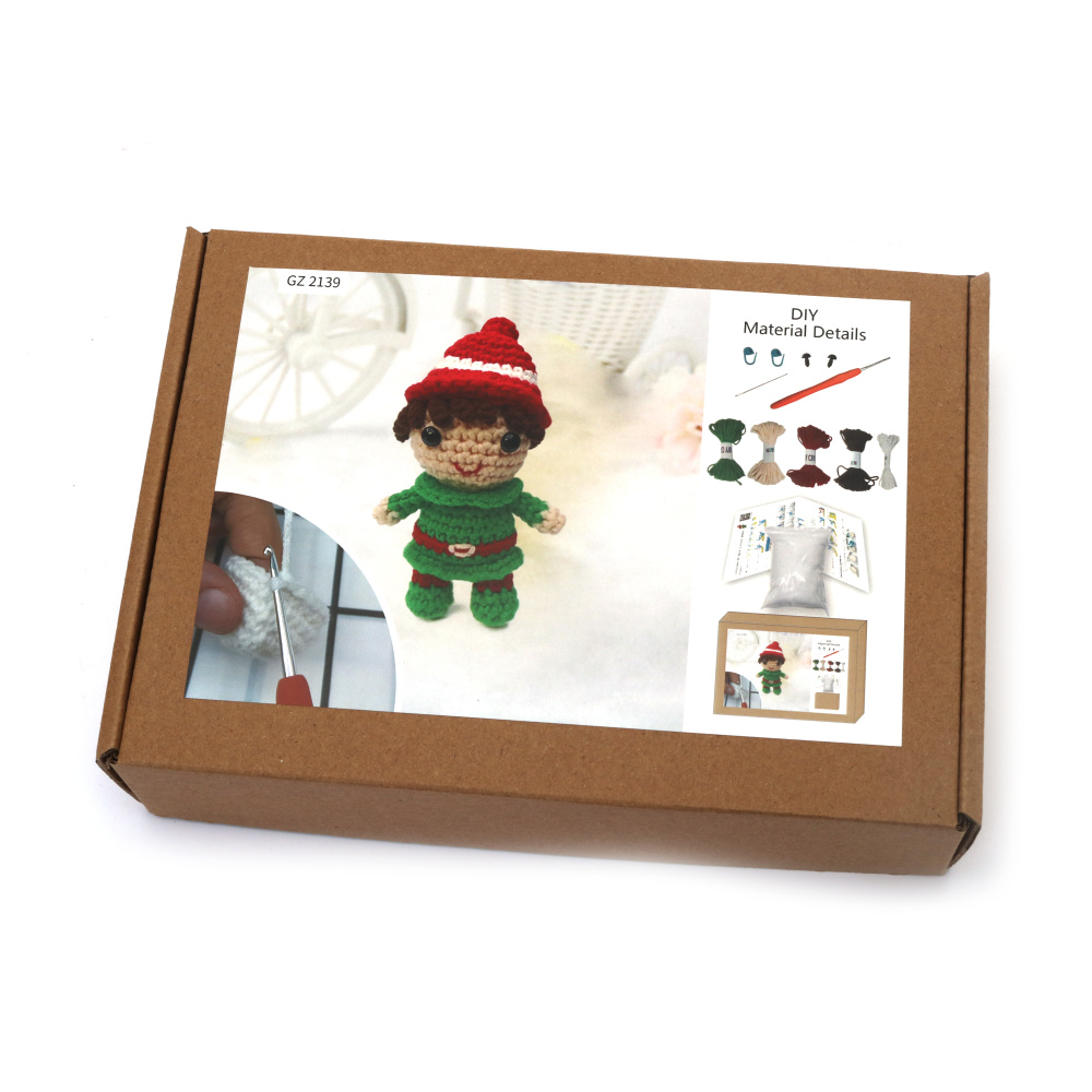 Kit de croșetat Creative AMIGURUMI 60x45x50 mm - Elf de Crăciun GZ2139