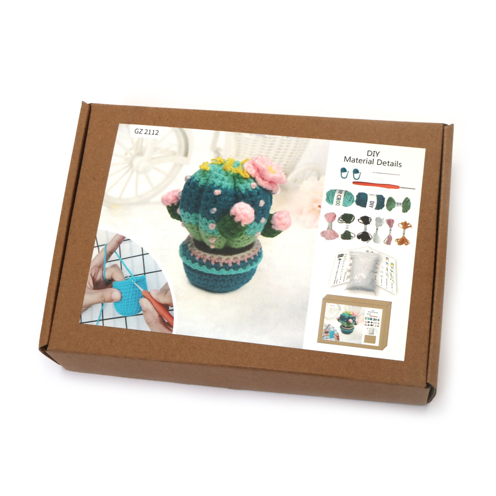 Kit de croșetat AMIGURUMI creativ 60x45x50 mm - cactus colorat GZ2112