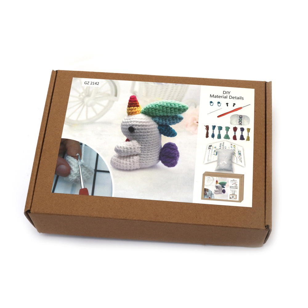 Kit de croșetat AMIGURUMI creativ 60x45x50 mm - unicorn colorat GZ2142