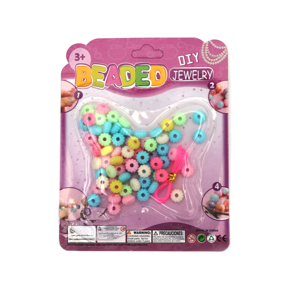 Set de mărgele din plastic pentru confecționarea bijuteriilor, formă de șaibă, floare, 9x4 mm, gaură 2 mm, culori mixte