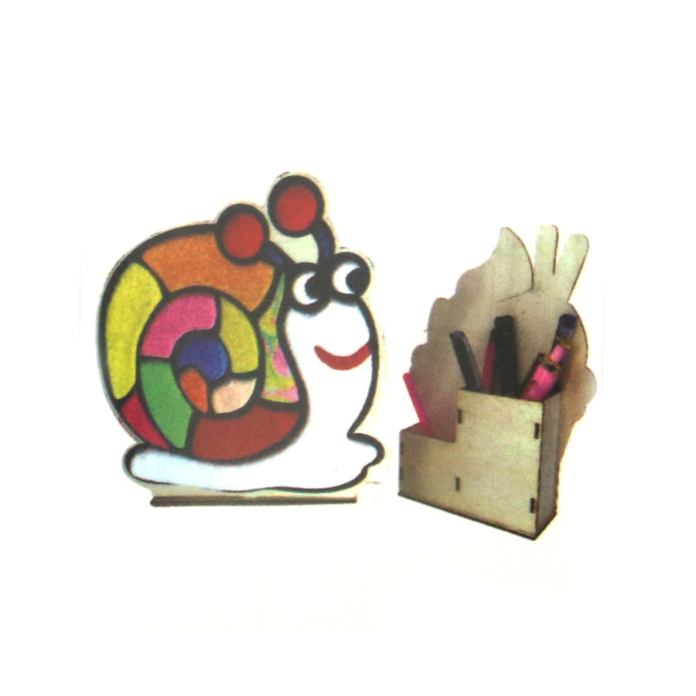 Set de penare din lemn cu lut de modelat cu auto-uscare - melc