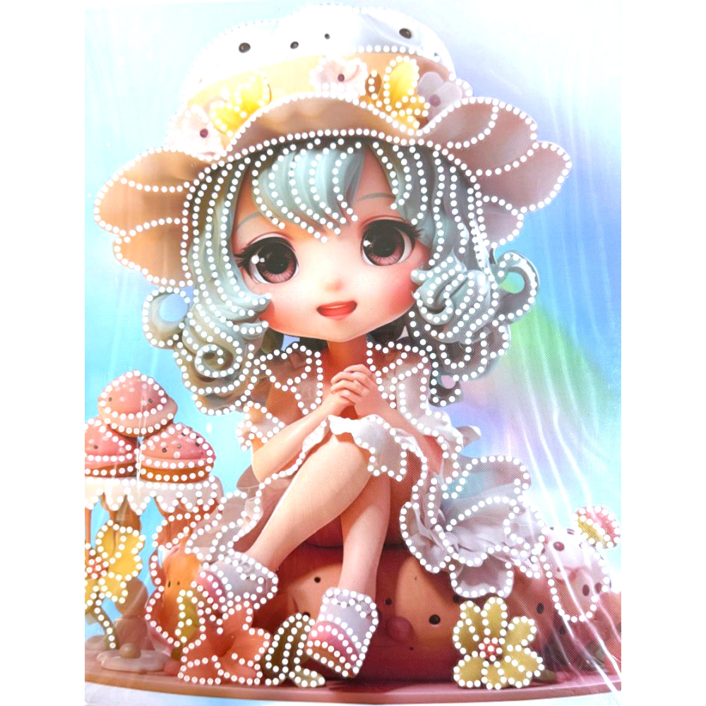 Broderie cu diamante 23x30 cm, diamante rotunde, lipite parțial, cu ramă - Sugar Girl DG-30129