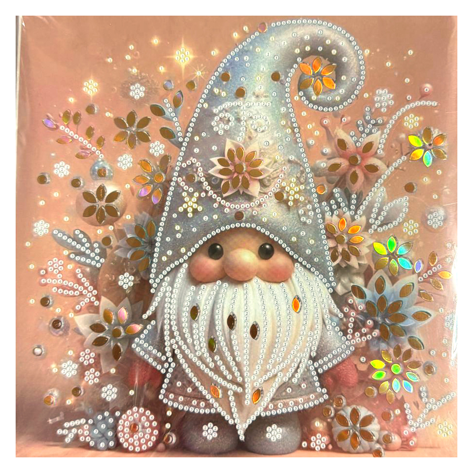 Tapiserie cu diamante 20x20 cm, diamante rotunde, lipite parțial, cu ramă - Piticul strălucitor LT-029