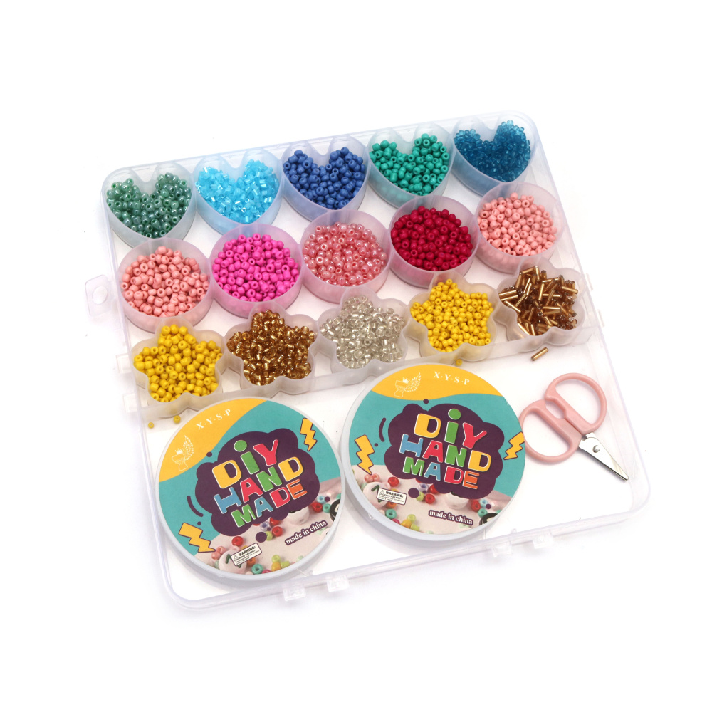 Colorful Bead Jewelry Making Kit In Box With Silicone Elastic And Scissors – Mixed Colors – Perfect For Kids Creative Crafts And DIY Jewelry Making
