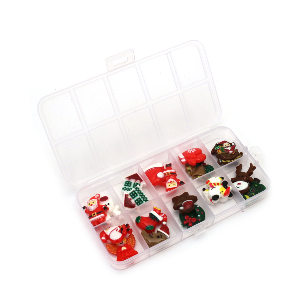 Festive Plastic Christmas Cabochon Figures With Adhesive – 20 Pieces – Perfect For Kids Crafts, DIY Decorations And Holiday Projects