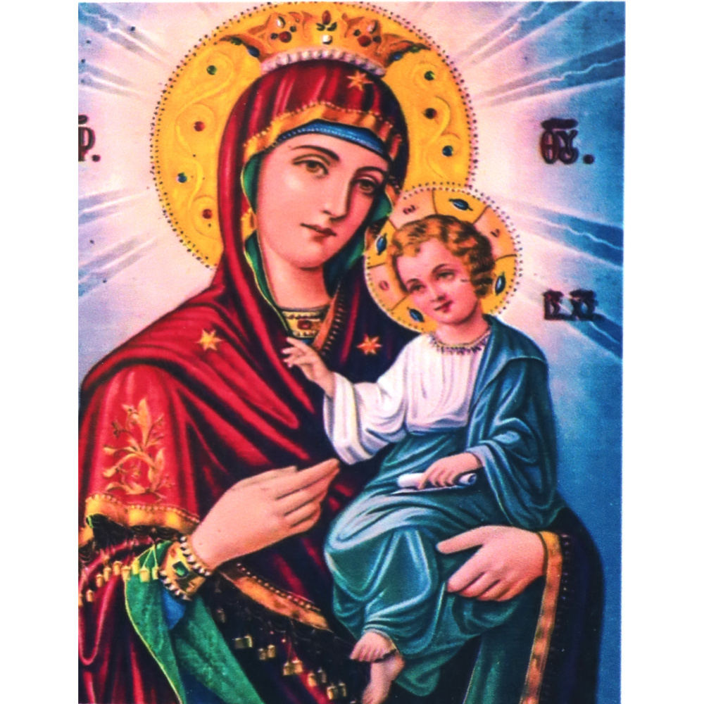 Диамантен гоблен 5D 30x40 см кръгли диаманти пълно облепяне - Девата с младенеца GLD62323