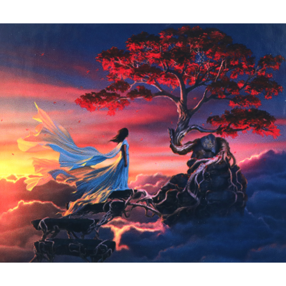 Диамантен гоблен 5D 30x40 см кръгли диаманти пълно облепяне - Дървото на бъдещето GLD62132