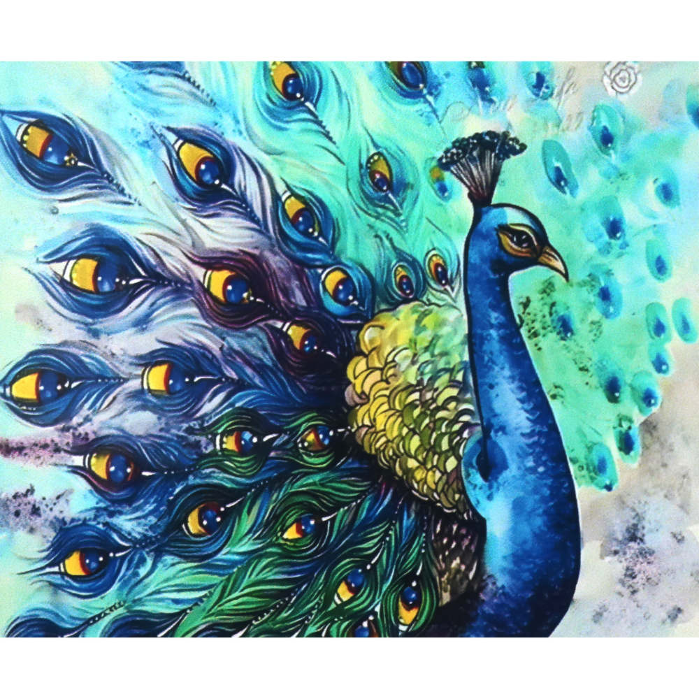 Диамантен гоблен 5D 30x40 см кръгли диаманти пълно облепяне - Блясъкът на пауна GLD62430