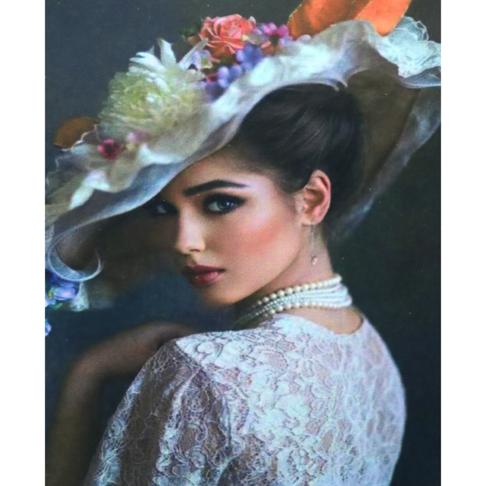 Диамантен гоблен 5D 40x50 см кръгли диаманти пълно облепяне - Бяла елегантност GLE76808