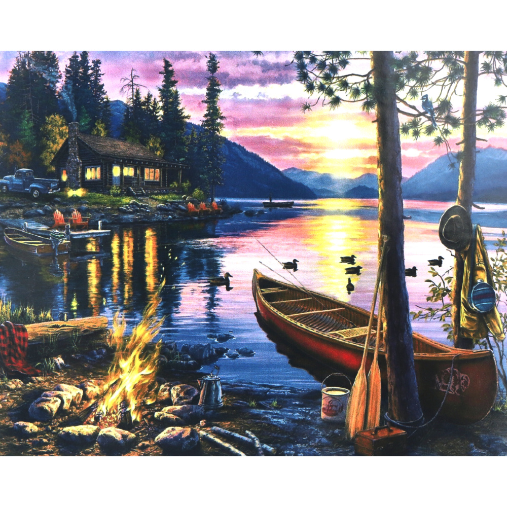 Комплект рисуване по номера 30x40 см -Хижа край езерото - KTL2331