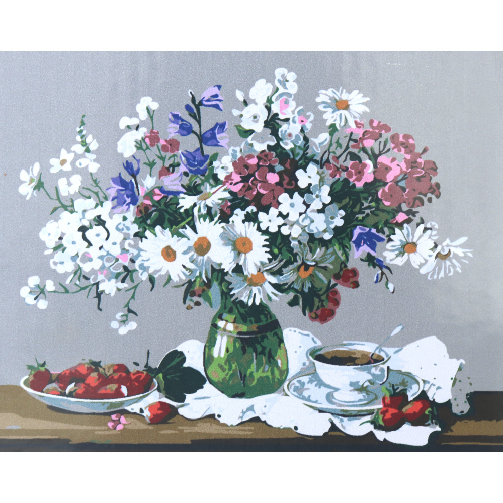 Комплект рисуване по номера 30x40 см -Полски цветя и чай - KTL7009