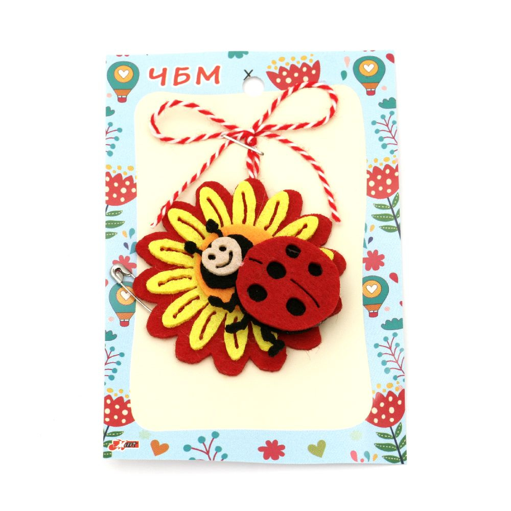 Цвете с калинка филц