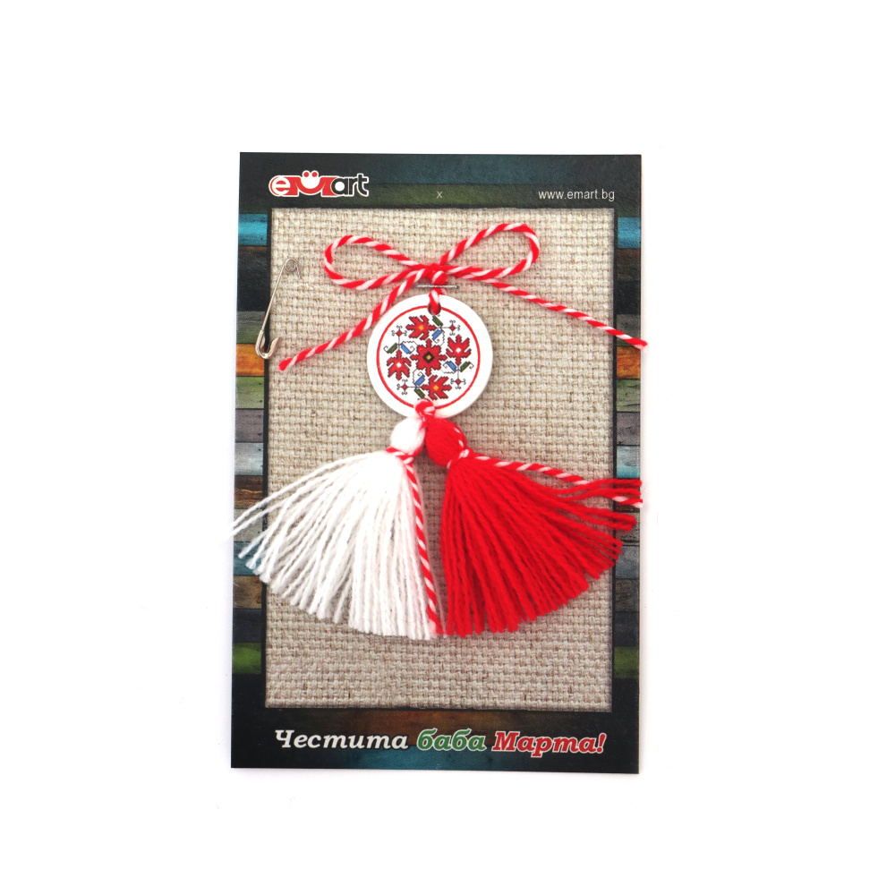 Martisor Ciucuri cu tigla circulara cu broderie