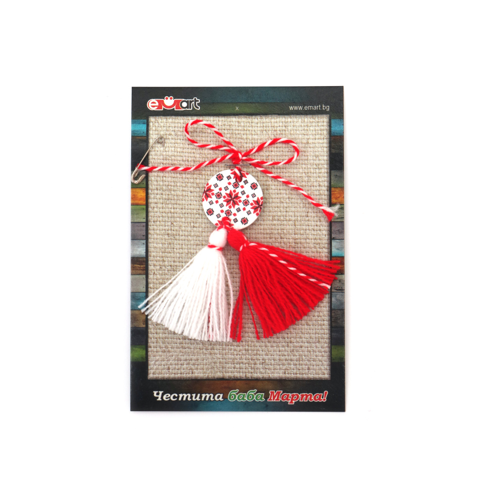 Martisor Ciucuri cu tigla circulara cu broderie