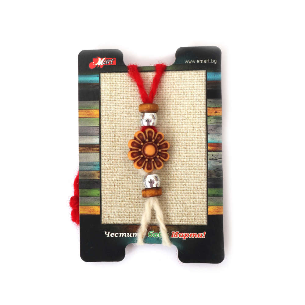 Brățară din lână Martisor cu flori antice 10 bucăți