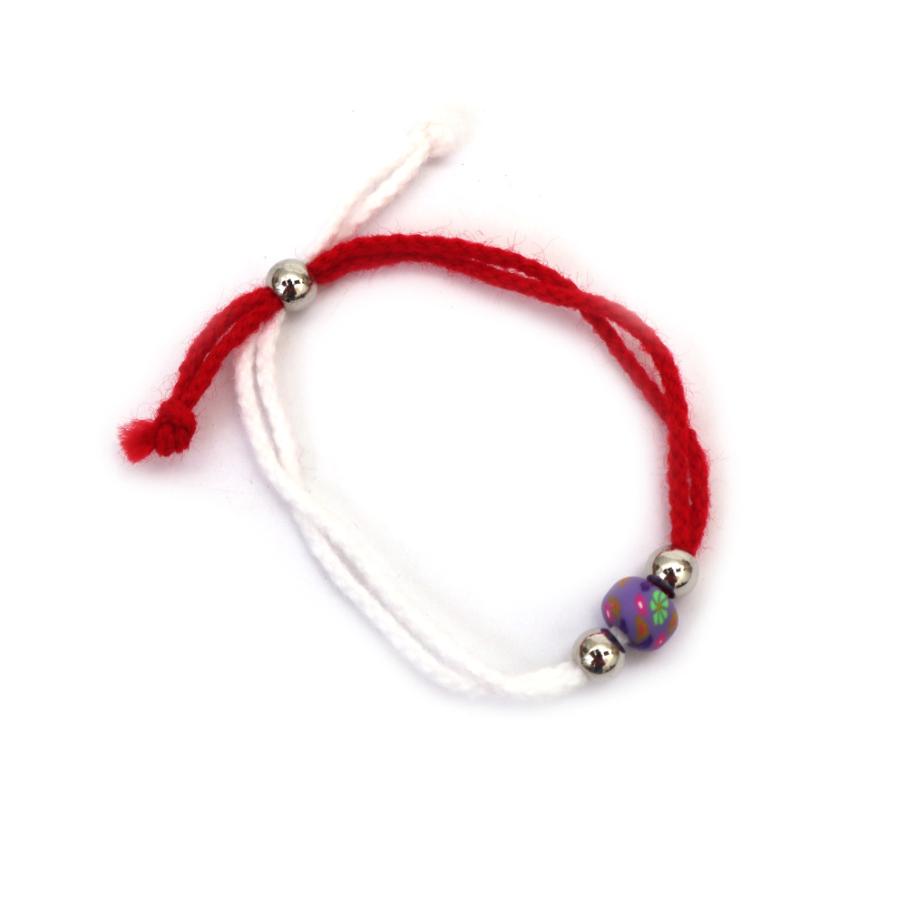 Brățări Martisor  tricotate manual pentru copii - cu mărgele pictate 10 bucăți