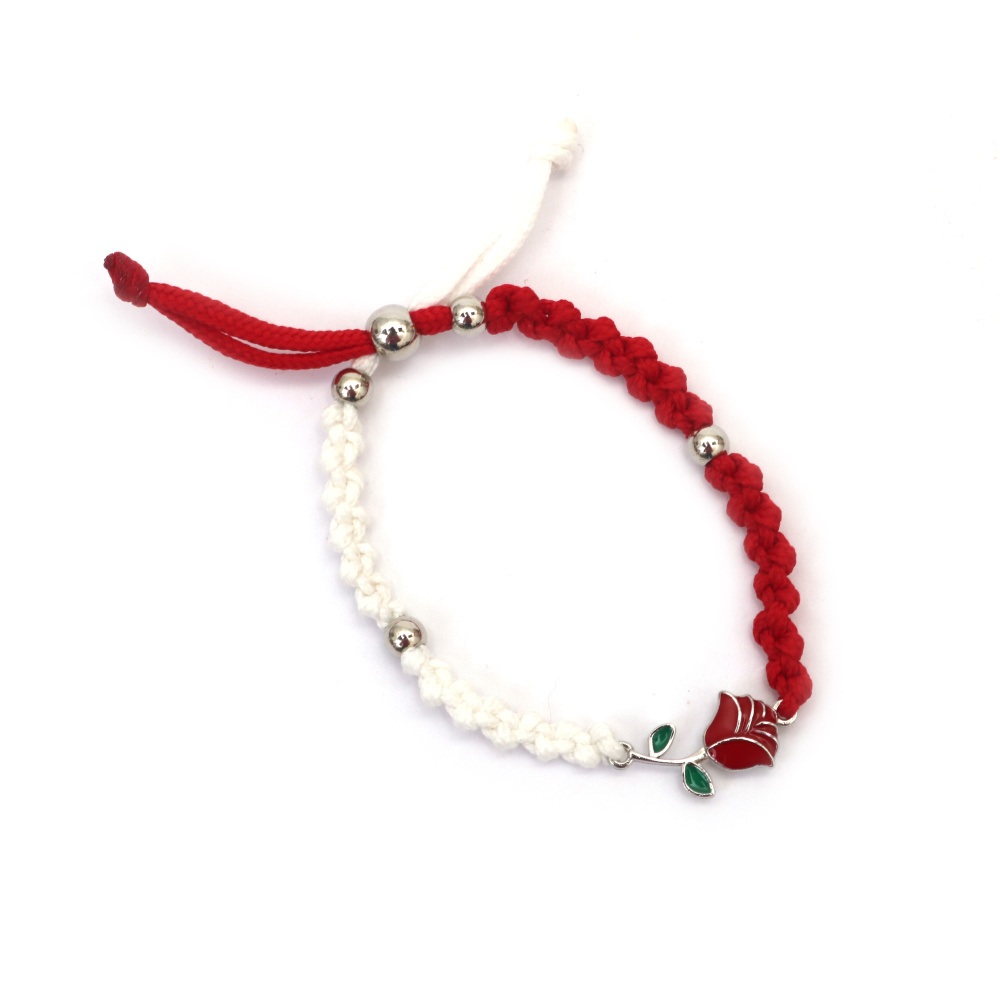 Brățări Martisor tricotate manual cu trandafir 10 bucăți