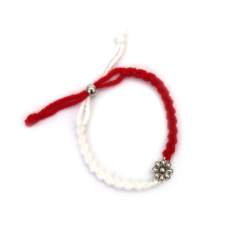 Brățări Martisor  tricotate manual - cu floare 10 bucăți